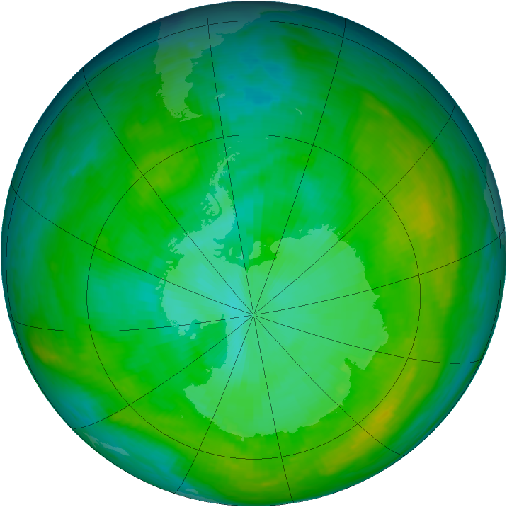 Antarctic ozone map for 12 January 1982